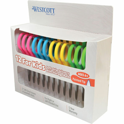 Acme United Westcott Teachers 5" Kids Soft Handle Pointed Scissors, Assorted, 12 / Pack — view 1