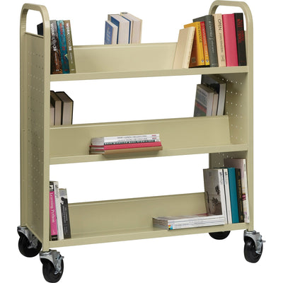 Lorell Double-sided Book Cart, Putty, /CT — view 1