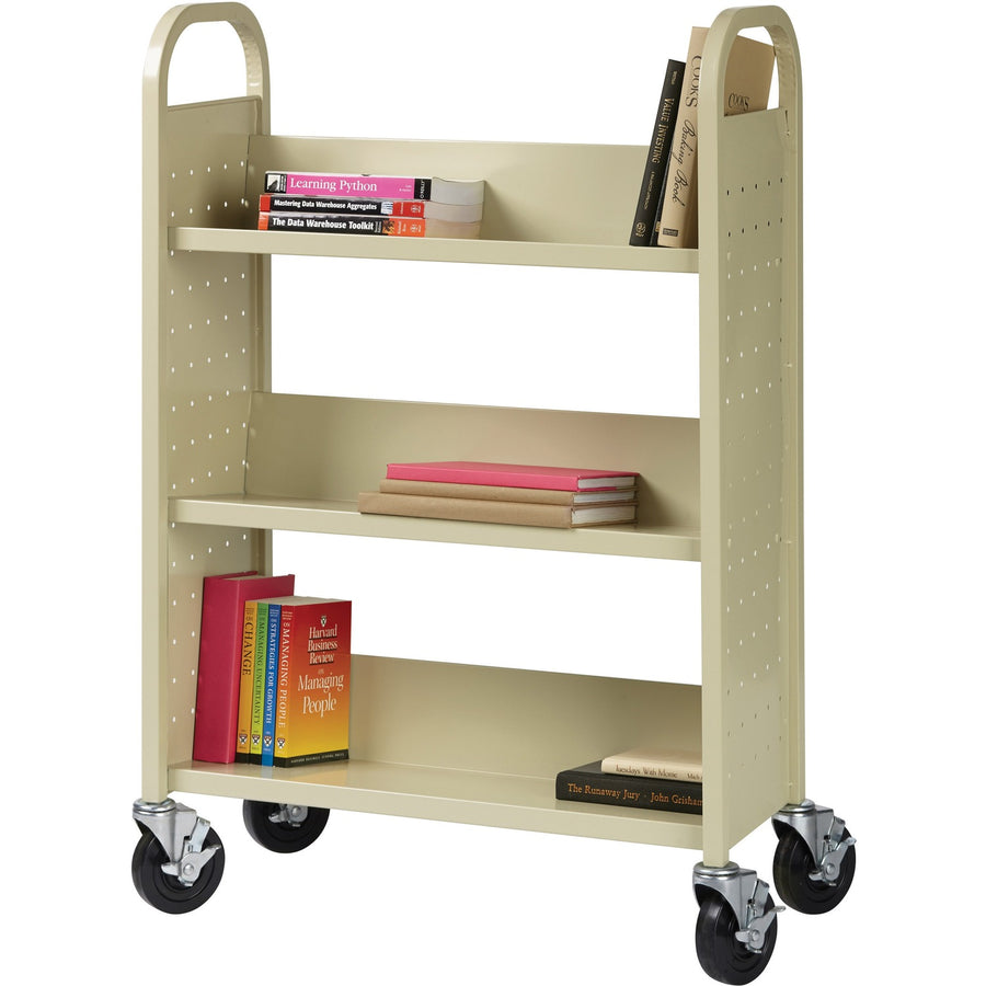 Lorell Single-sided Book Cart, 39" x 46", Putty, Steel, LLR49204