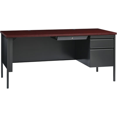 Lorell Fortress Series 66" Right-Pedestal Desk, Brown, LLR60916