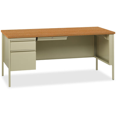 Lorell Fortress Series Left-Pedestal Desk, Brown, /CT — view 1