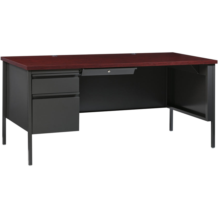 Lorell Fortress Series Left-Pedestal Desk, Brown, /CT — view 1