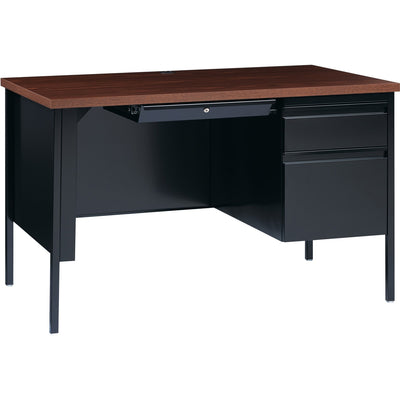 Lorell Fortress Series 48" Right Single-Pedestal Desk, Black, /CT — view 1