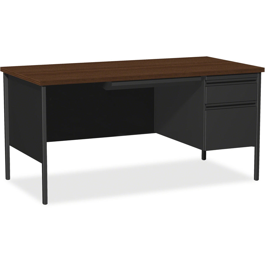 Lorell Fortress Series 66" Right-Pedestal Desk, Black, /CT — view 1