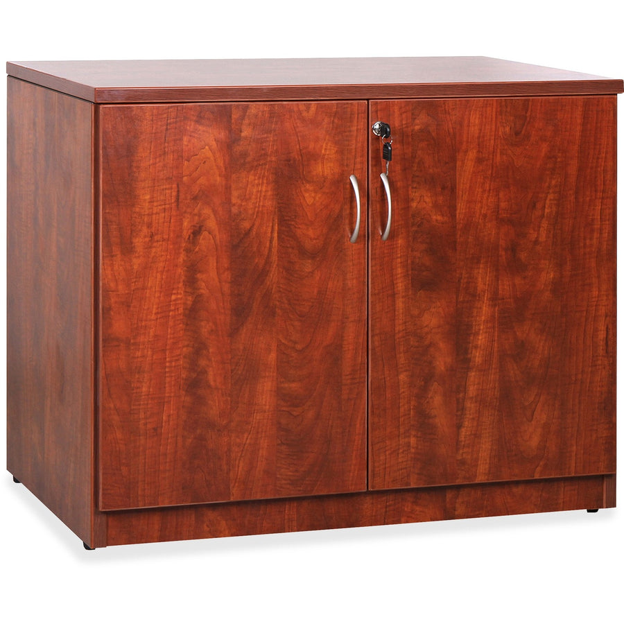 Lorell Essentials Series 2-Door Storage Cabinet, 36" x 29.5", Cherry, Melamine Faced Chipboard (MFC), LLR69611