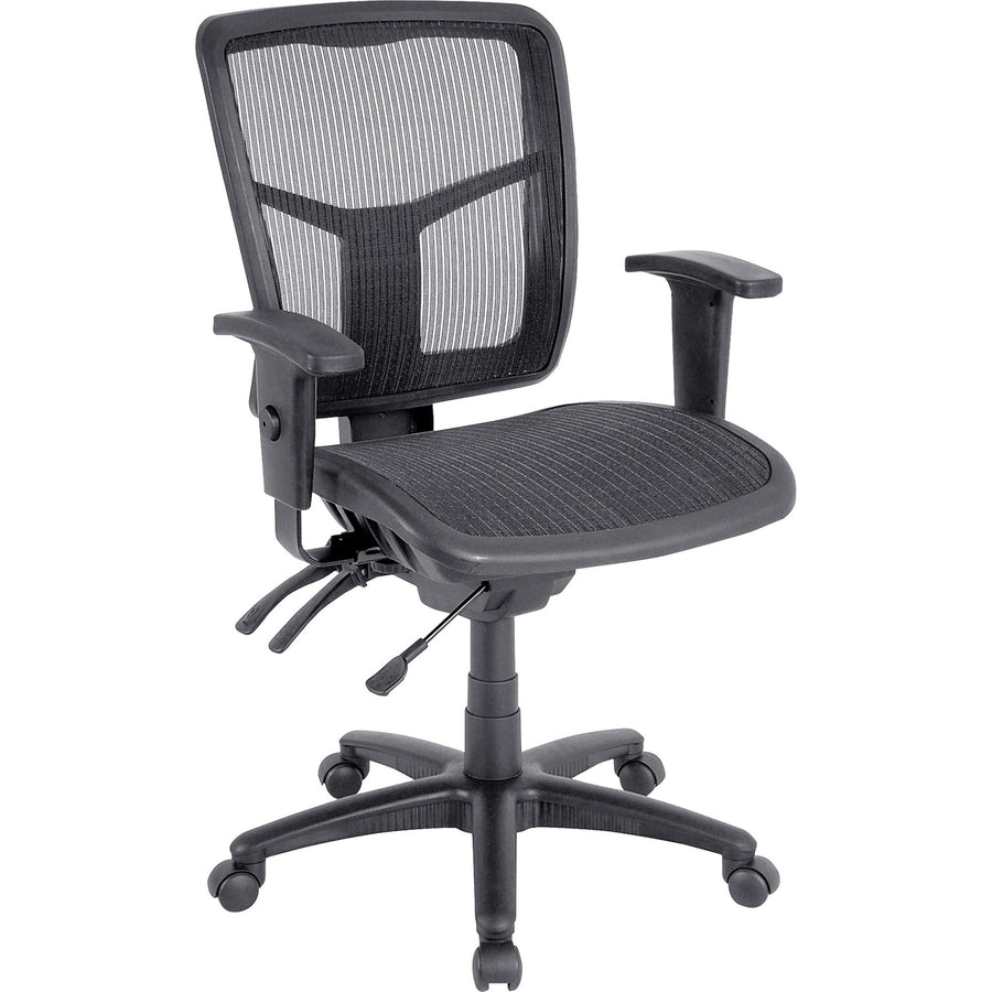 Lorell Mid-Back Mesh Swivel Office Chair, 25.2" x 40.5", Silver, Abrasion Resistant, LLR86904