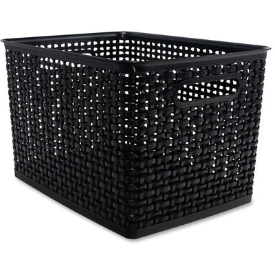 Advantus Plastic Weave Bin, Black, 1 Pack — view 1