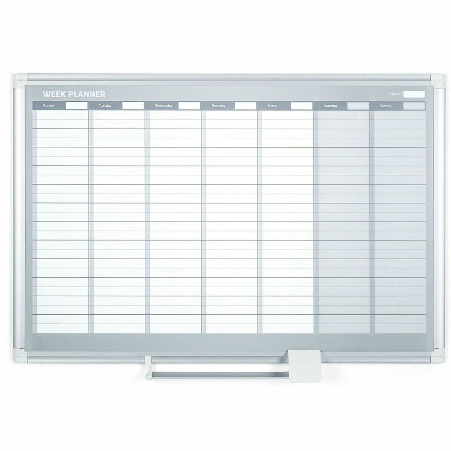 MasterVision Dry-erase Magnetic Planning Board, 1 Week, Weekly, 36" x 24", White, Aluminum, BVCGA0396830
