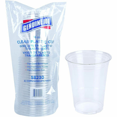 Genuine Joe 16 oz Clear Plastic Cups, 25 / Pack, GJO58230