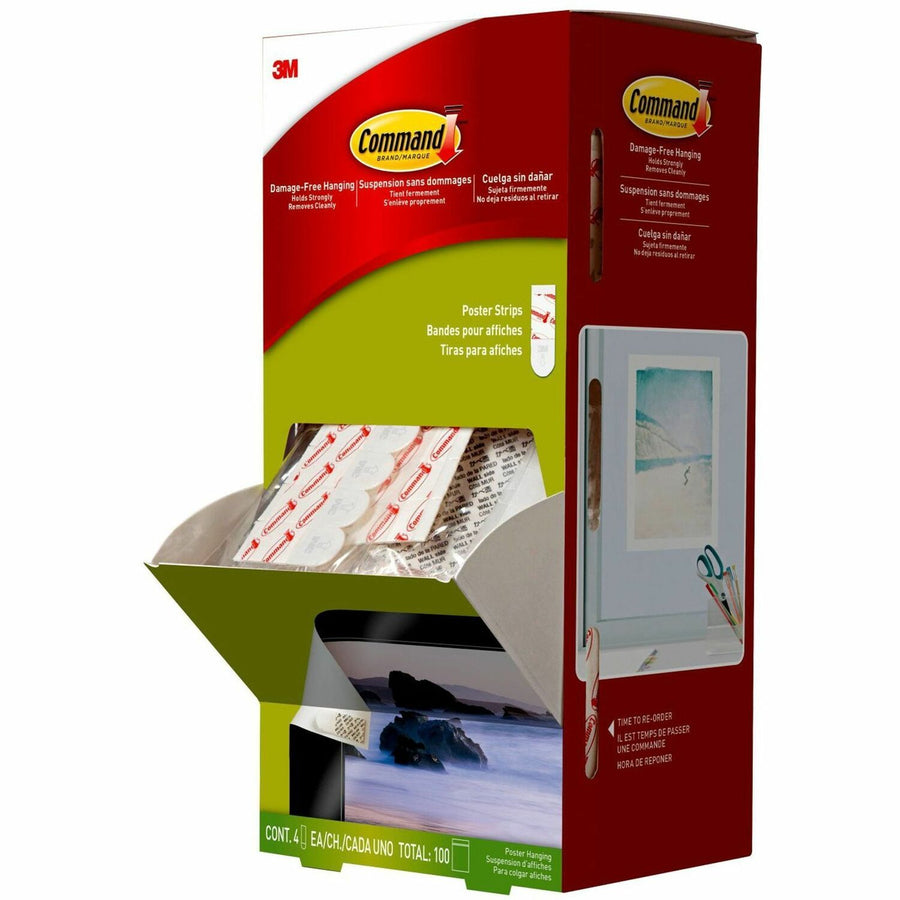 Command Poster Strips Trial Pack, White, Foam, 0.75", 2.13", Removable, 1 Carton, MMM17024CABPK