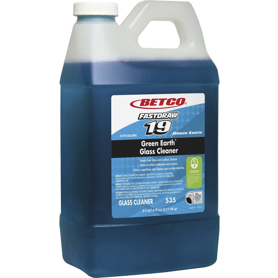 Betco Green Earth FastDraw 19 Glass Cleaner, Blue, Residue-free, BET5354700