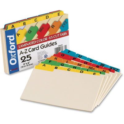 TOPS Oxford A-Z Laminated Tab Card Guides, Assorted, 25 / Set — view 1
