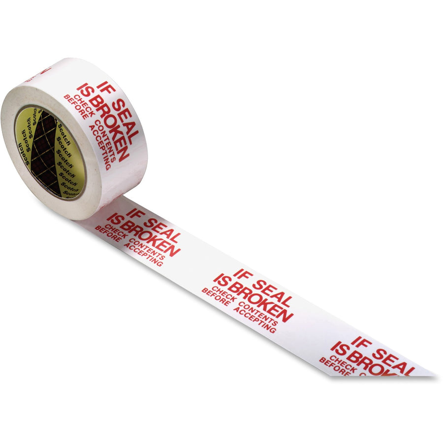 Scotch Preprinted Message Seal Broken Tape, Red, 1.88", 109.36 yd, 36 / Carton, MMM3771CT