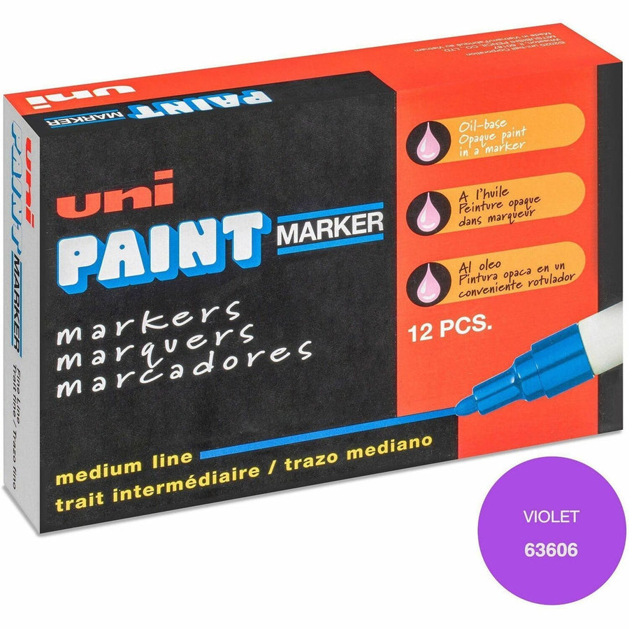 uni® uni-Paint PX-20 Oil-Based Marker, Violet, Abrasion Resistant, 1 Dozen, UBC63606DZ