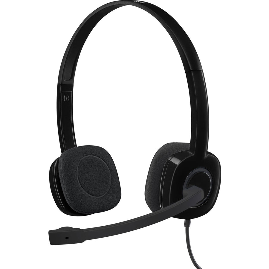 Logitech Stereo Headset H151, 5.7" x 7.9", Black, Rotating Microphone, LOG981000587