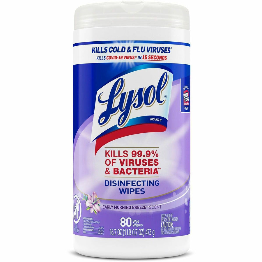 Lysol Early Morning Breeze Disinfecting Wipes, White, Anti-bacterial, RAC89347