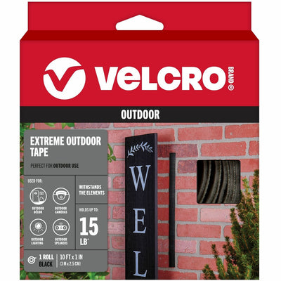VELCRO® Extreme Outdoor 10ft x 1in Tape Roll Black, Silicone, Adhesive, 1 Roll, VEK91843