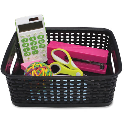 Advantus Plastic Weave Bins, Black, 1 Pack, AVT40326