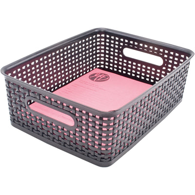 Advantus Plastic Weave Bins, Black, 1 Pack — view 1