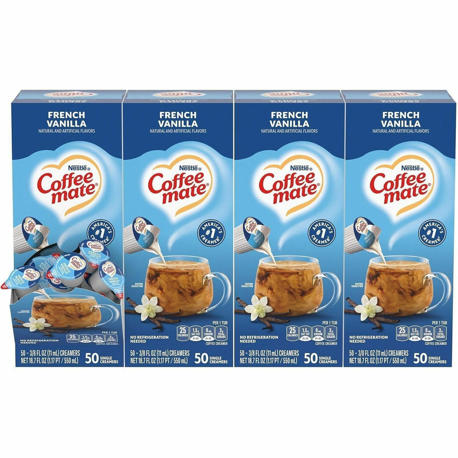 Coffee mate French Vanilla Nondairy Liquid Creamer Singles, 4 / Carton, NES35170CT