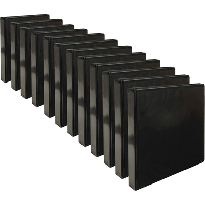 Business Source Round-ring View Binder, Black, 8 1/2" Width x 11" Length, 12 / Carton, BSN09952CT