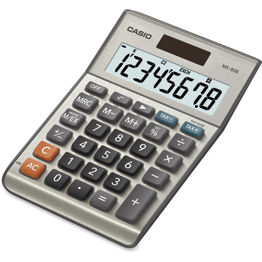 Casio MS80 Desktop Solar Tax Calculator, 4.1" x 5.8", Plastic, CSOMS80B