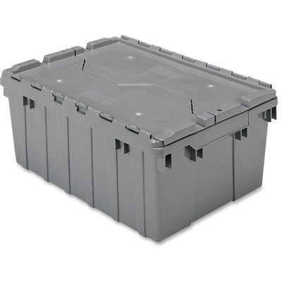 Akro-Mils / Myers Attached Lid Storage Container, Gray, 6EA/CT — view 1