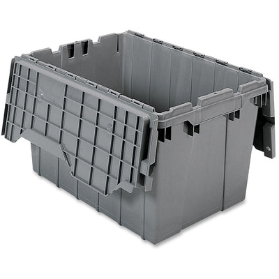 Akro-Mils / Myers Attached Lid Storage Container, Gray, 6EA/CT — view 1