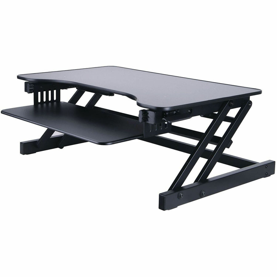 Lorell Adjustable Desk/Monitor Riser, Active Office, 32" x 16", Black, Keyboard Tray, LLR81974