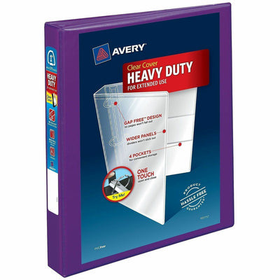 Avery Heavy-Duty View Binders - Locking One Touch EZD Rings, Purple, 8 1/2" Width x 11" Length, AVE79771