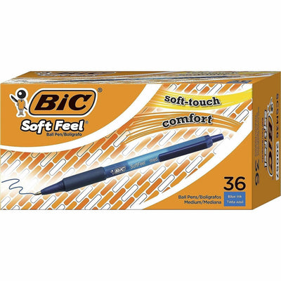 BIC SoftFeel Retractable Ball Pens, 36 / Box, BICSCSM361BE