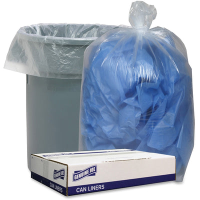 Genuine Joe Low Density Can Liners, Clear, 100 / Carton, GJO29133