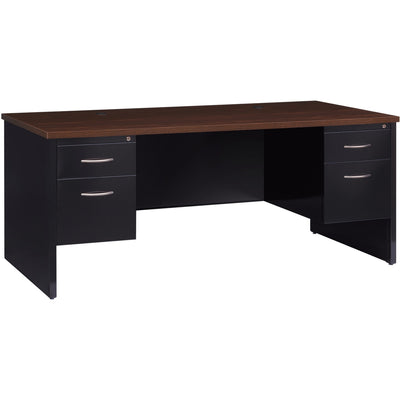 Lorell Fortress Modular Series Double-Pedestal Desk, Dual Color, LLR79139