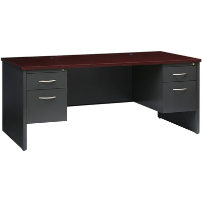 Lorell Fortress Modular Series Double-Pedestal Desk, Dual Color, LLR79140