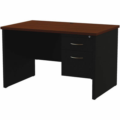 Lorell Modular 48"W x 30"D Right Pedestal Desk, Black/Walnut, Dual Color, LLR79147