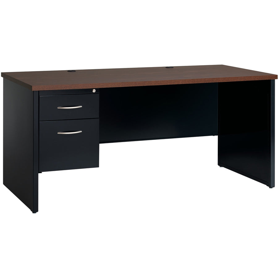 Lorell Fortress Modular Series Left-Pedestal Desk, 1.1" Thickness - Top, Steel, Lockable Drawer, LLR79151