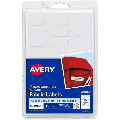 Avery No-Iron Clothing Labels - Assorted Shapes & Sizes, White, 1 Carton — view 1