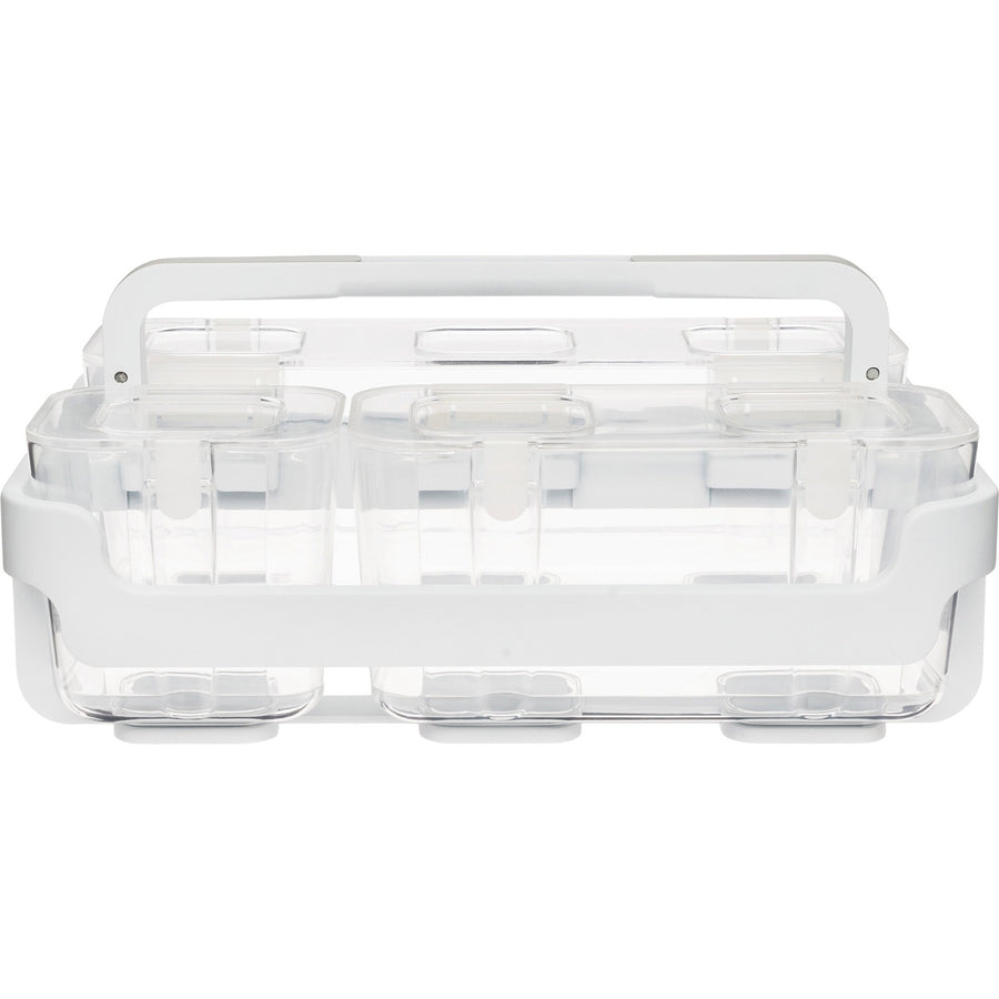 Deflecto Stackable Caddy Organizer, 14" x 6.50", White, Plastic, Locking System, DEF29003