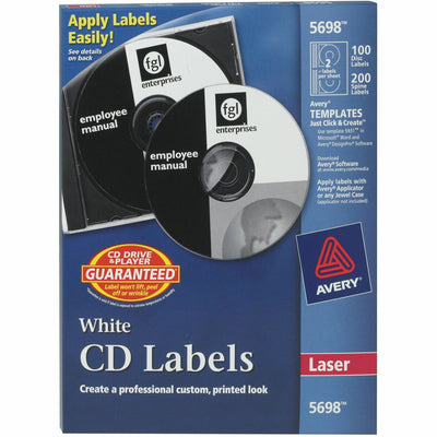 Avery Optical Disc Label, Matte White, 100 / Pack, AVE5698