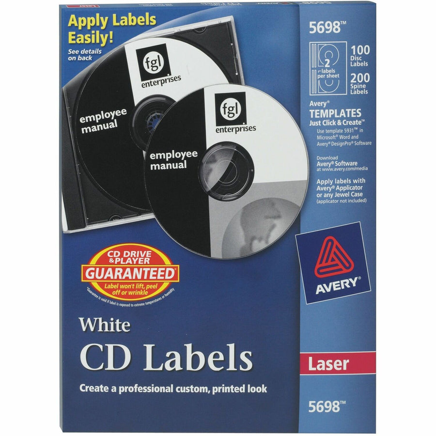 Avery Optical Disc Label, Matte White, 100 / Pack — view 1