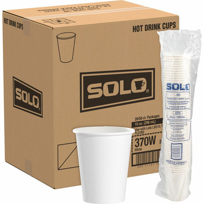 Dart Container Solo 10 oz Paper Hot Cups, White, 20 / Carton, SCC370W2050