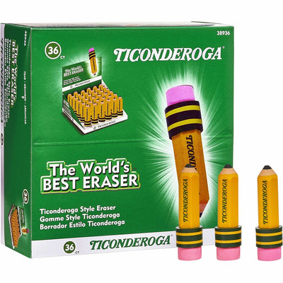 Dixon Ticonderoga Company Ticonderoga Pencil-Shaped Erasers, Yellow, 1 Box, DIX38936