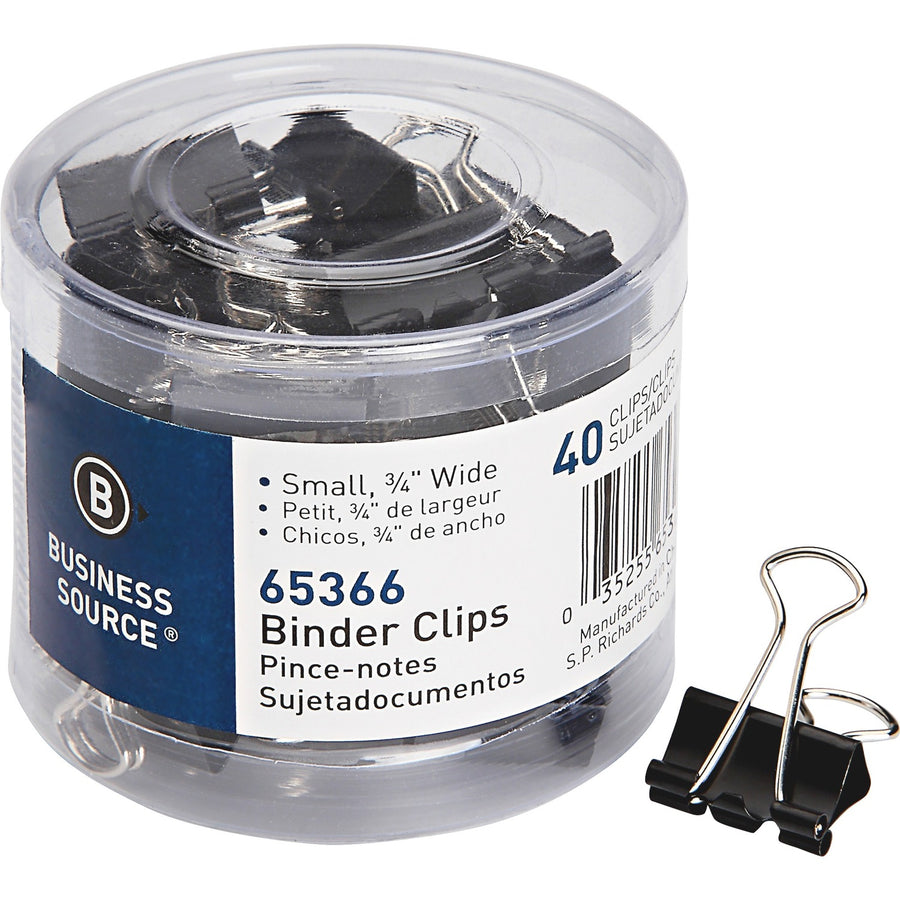 Business Source Small Binder Clips, Black, 1 Pack — view 1