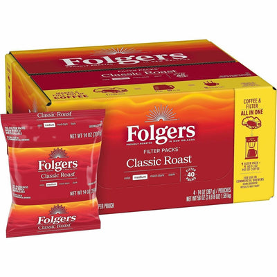 J.M. Smucker Folgers Filter Pack Classic Roast Coffee, 40 / Carton, FOL10117