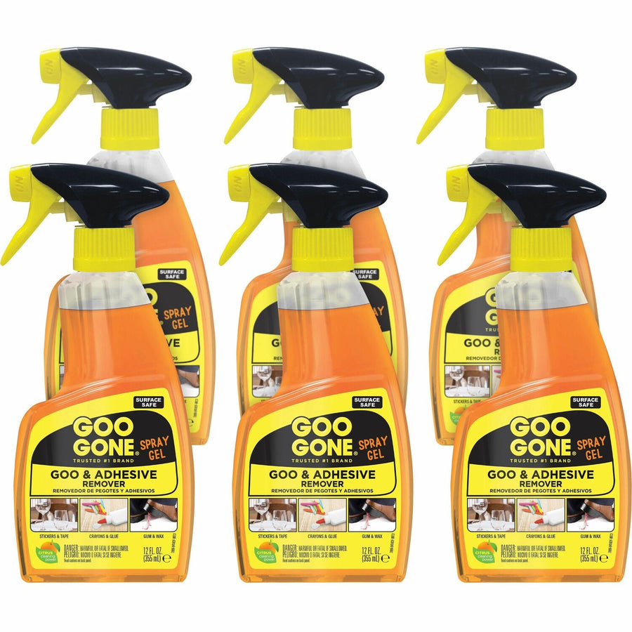 Goo Gone Spray Gel, Orange, No-mess, 6 / Carton, WMN2096CT
