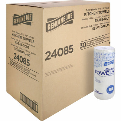 Genuine Joe Kitchen Roll Flexible Size Towels, White, 30 / Carton, GJO24085