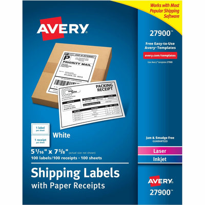 Avery Shipping Labels with Receipt, 5-1/16" x 7-5/8" 100 Count ), White, 1 Box — view 1