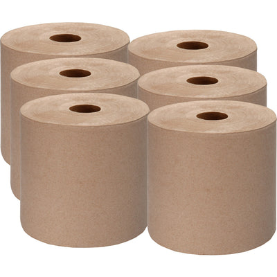 Genuine Joe Embossed Hardwound Roll Towels, Kraft, 6 / Carton, GJO22800