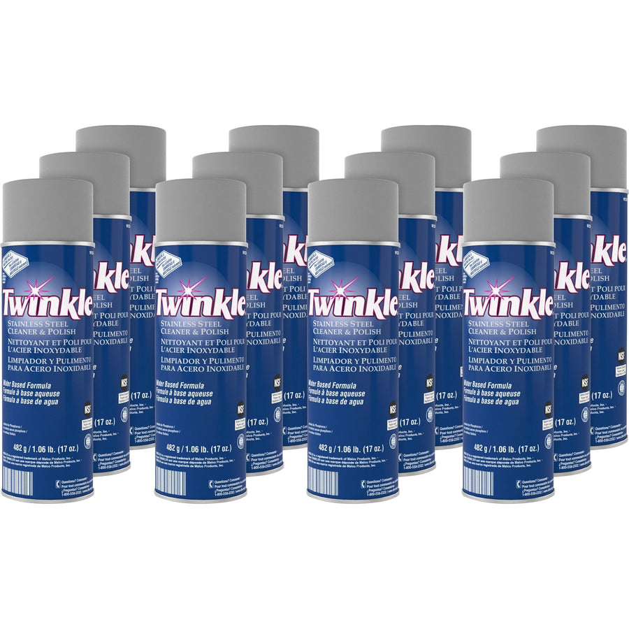 Twinkle Stainless Steel Cleaner/Polish, White, CFC-free, 12 / Carton, DVO991224CT