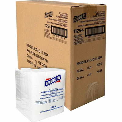 Genuine Joe Lunch Napkins, White, 6 / Carton, GJO11254CT